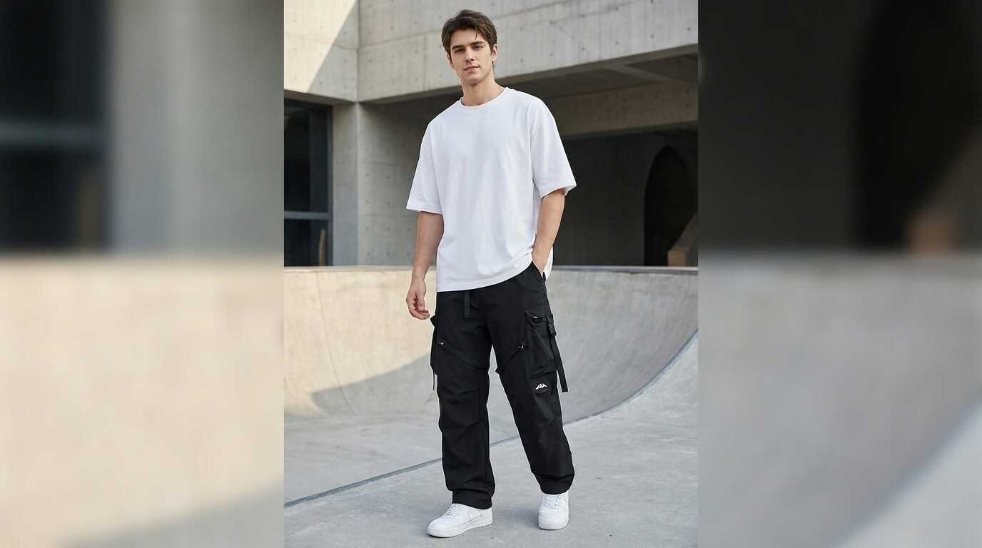 Men's Breathable Cargo Parachute Pants